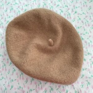 ETEREO Solid Khaki Brown French Beret Hat Wool Blend